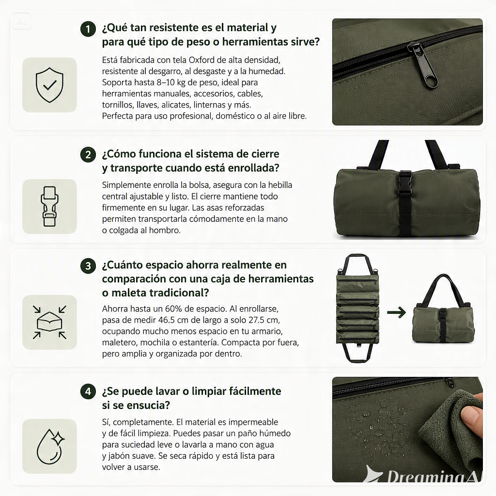 BOLSA DE HERRAMIENTA ENRORRABLE-RESISTENCIA Y MULTIPLES COMPARTIMENTOS