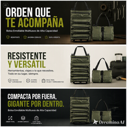 BOLSA DE HERRAMIENTA ENRORRABLE-RESISTENCIA Y MULTIPLES COMPARTIMENTOS