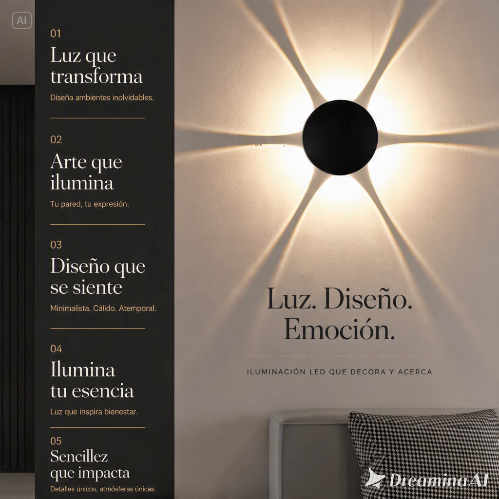 LAMPARA DE PARED LED MODERNA-UN EFECTO VISUAL QUE ILUMINA DE TU HOGAR