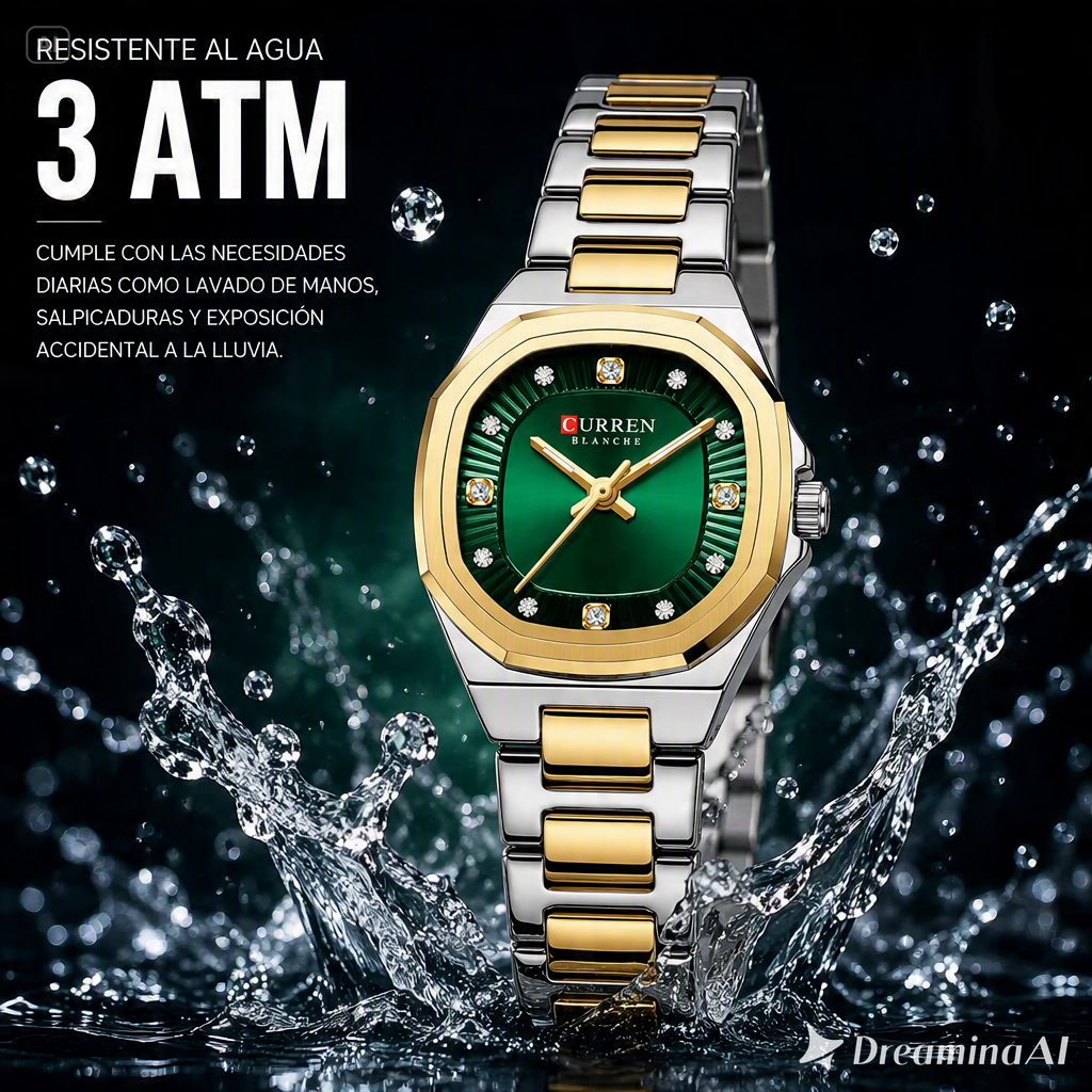 RELOJ CURREN ESFERA VERDE-EL TOQUE DE LUJO PERFECTO  CON DIAMANTES