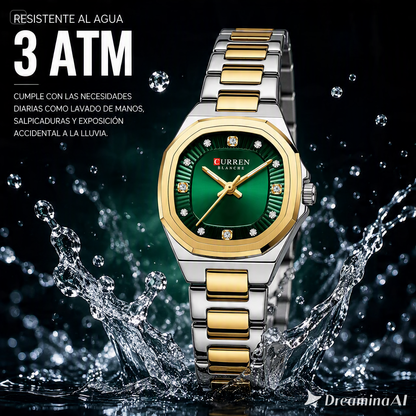 RELOJ CURREN ESFERA VERDE-EL TOQUE DE LUJO PERFECTO  CON DIAMANTES