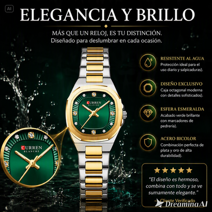 RELOJ CURREN ESFERA VERDE-EL TOQUE DE LUJO PERFECTO  CON DIAMANTES