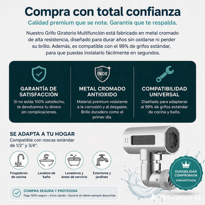 GRIFO DE COCINA GIRATORIA-CUATRO VELOCIDADES CON CASCADA Y AIREADOR