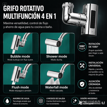 GRIFO DE COCINA GIRATORIA-CUATRO VELOCIDADES CON CASCADA Y AIREADOR