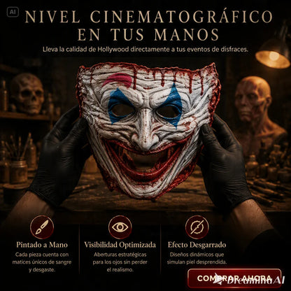 MASCARA DOBLE DE PAYASO-EL DISFRAZ DEFINITIVO PARA HALLOWEEN TIK