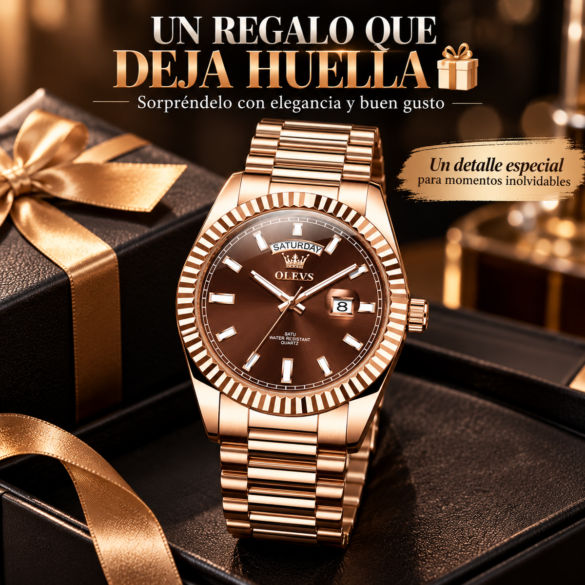 RELOJ ELEGANTE ORO ROSA CON ACABADO DE LUJO