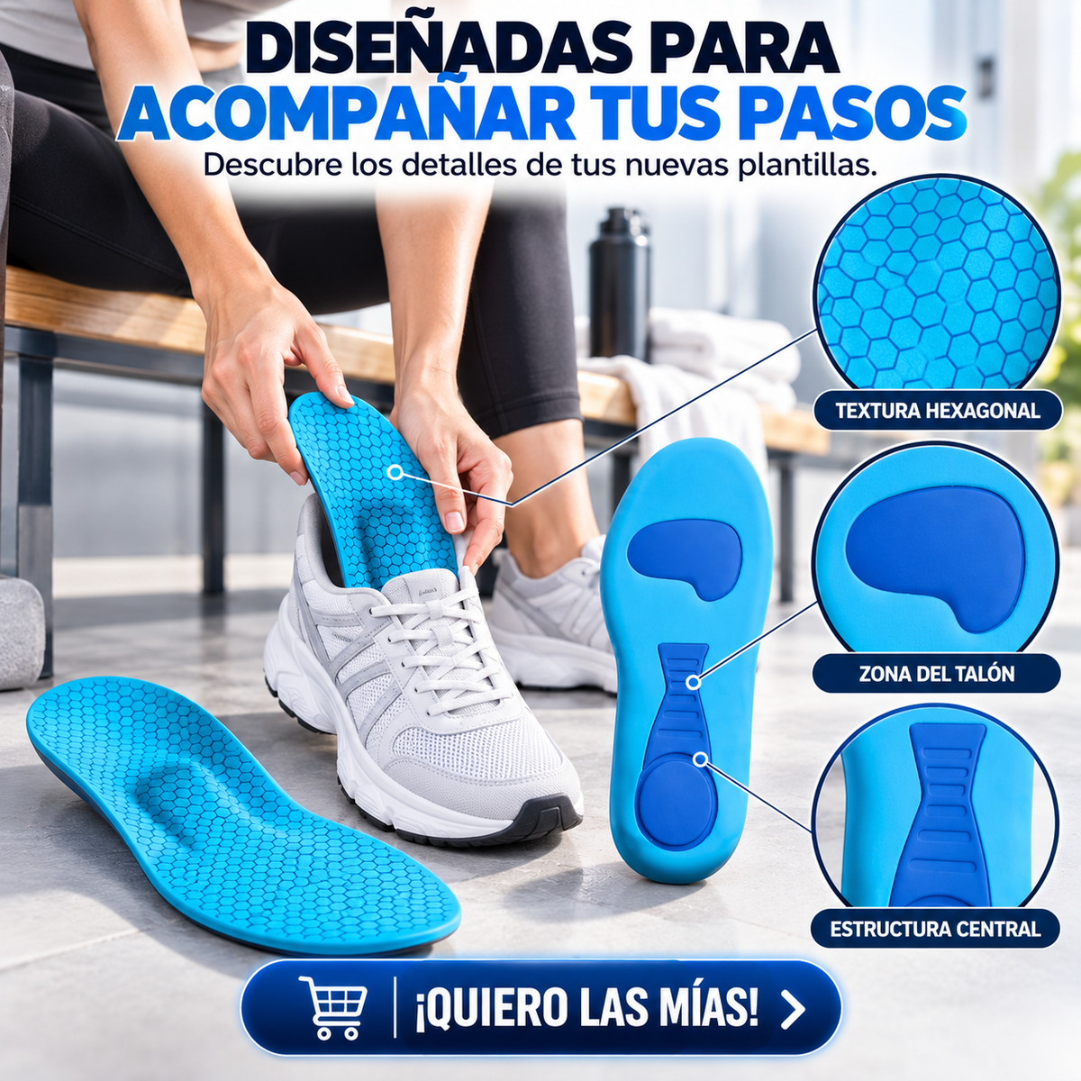 PLANTILLAS ERGONÓMICAS DE GEL PARA MAYOR CONFORT ( 2 PARES DE PLANTILLAS )