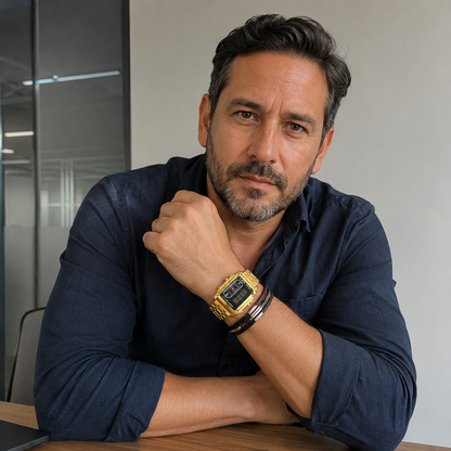 RELOJ DOBLE PANTALLA FUTURISTA - FABRICADO DE MATERIALES IMPECABLES