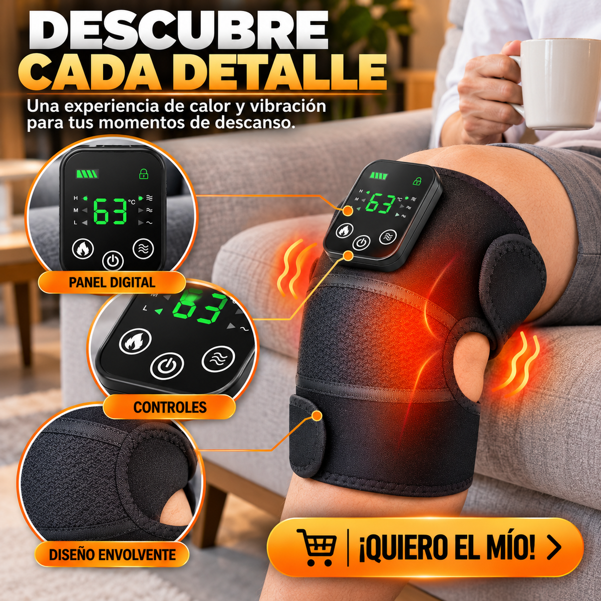 RODILLERA ELÉCTRICA CON CALOR Y VIBRACIÓN 3 EN 1