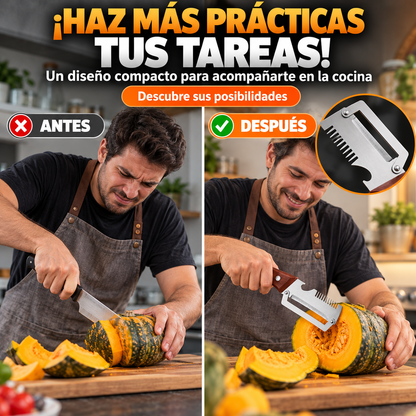 CUCHILLO DE HOJA DENTADA CON MANGO TIPO MADERA