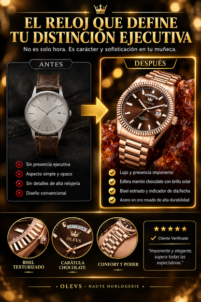 RELOJ PARA HOMBRE BAÑADO EN ORO ROSA-EL PODER DEL TIEMPO EN TUS MANOS