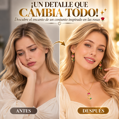 SET DE JOYERÍA CON ROSAS ROJAS PARA ENAMORAR