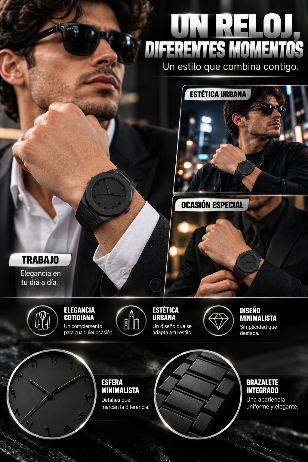 ¡RELOJ TOTAL BLACK-ELEGANCIA Y ESTILO EN UNA SOLA PIEZA