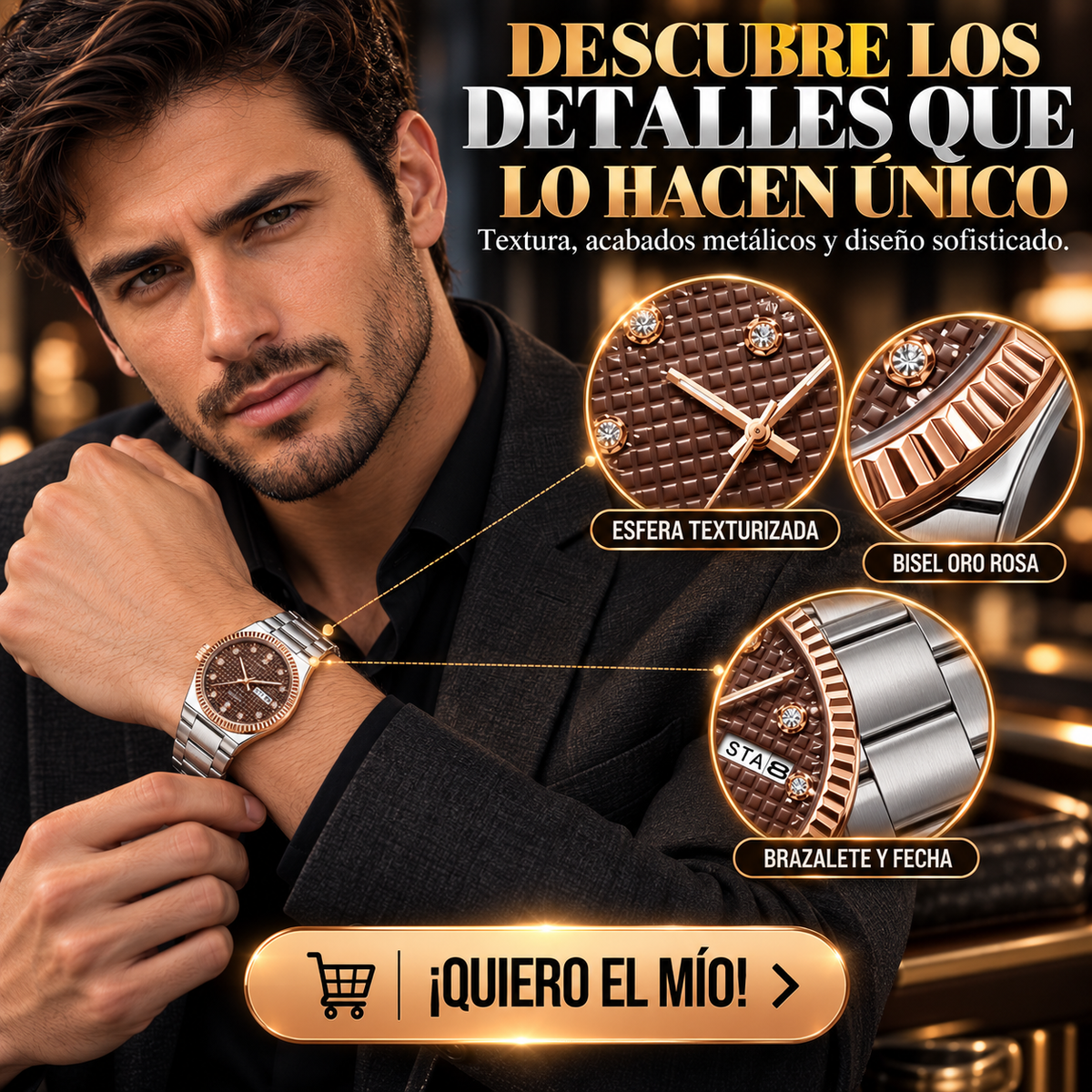 RELOJ BICOLOR ORO ROSA CON ESFERA MARRÓN