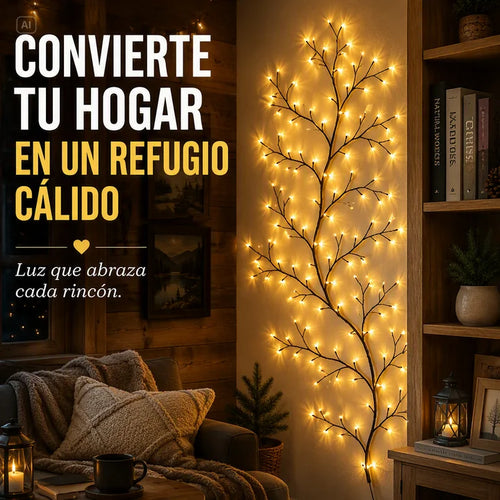 ARBOL DECORATIVO CON LUCES CALIDAS-TOQUE ESTETICO Y ELEGANTE QUE TE FALTA