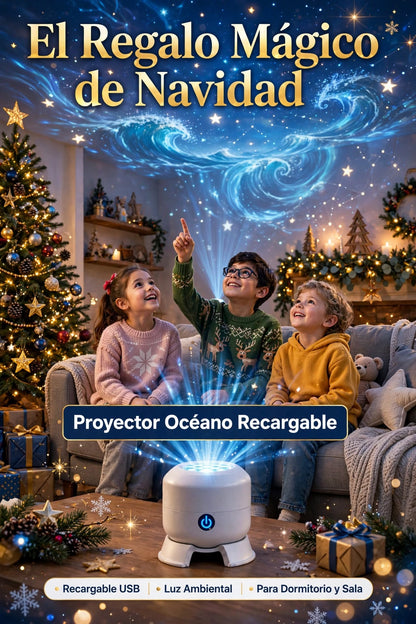 PROYECTOR LED DINÁMICO DE OCÉANO RECARGABLE PARA CREAR UN AMBIENTE RELAJANTE Y MÁGICO