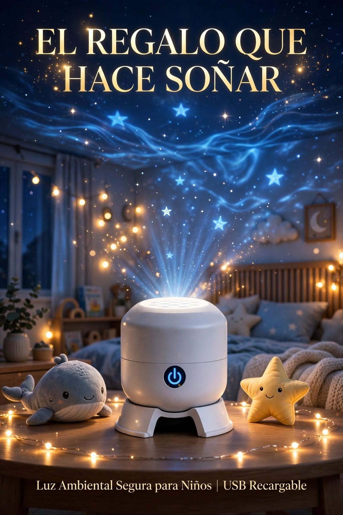 PROYECTOR LED DINÁMICO DE OCÉANO RECARGABLE PARA CREAR UN AMBIENTE RELAJANTE Y MÁGICO