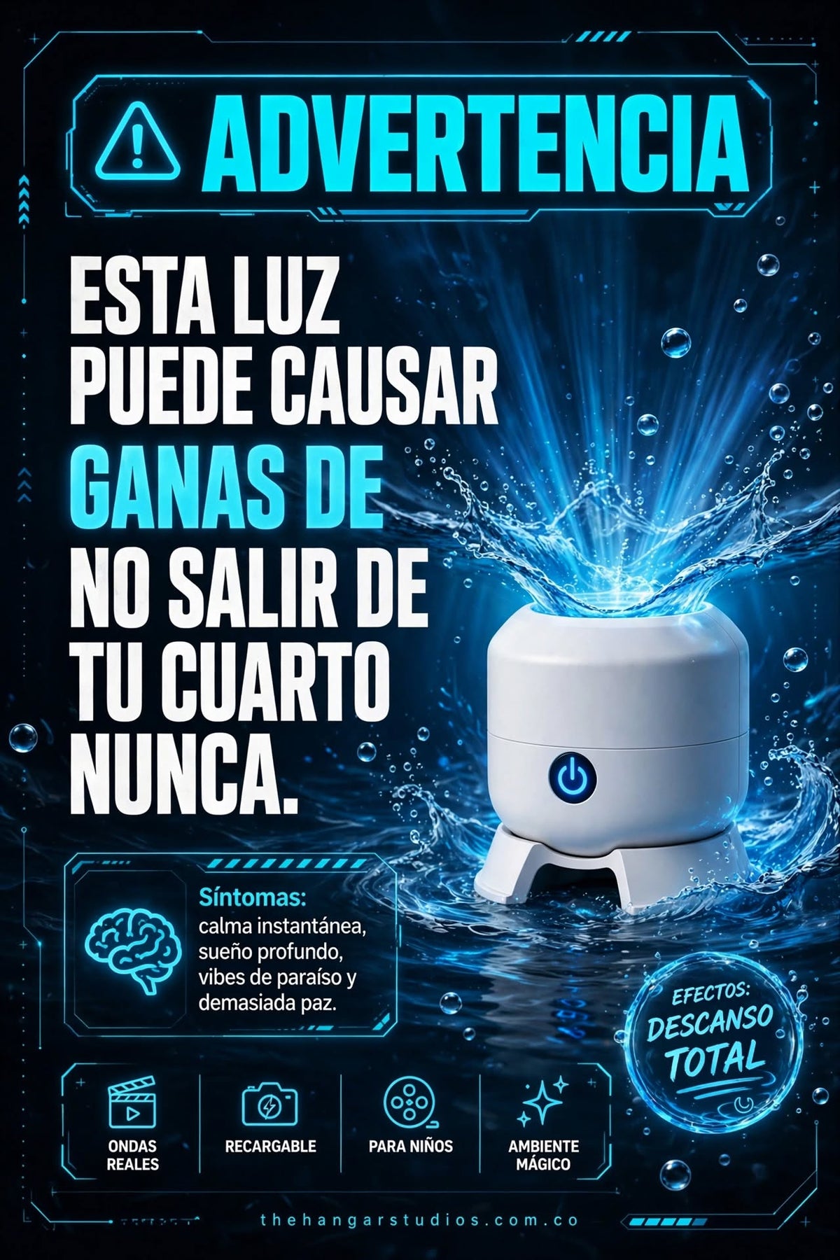 PROYECTOR LED DINÁMICO DE OCÉANO RECARGABLE PARA CREAR UN AMBIENTE RELAJANTE Y MÁGICO