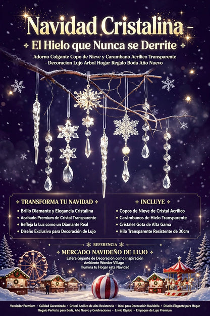 ADORNO COLGANTE DE COPOS DE NIEVE EN CRISTAL TRANSPARENTE PARA DECORAR EL ÁRBOL DE NAVIDAD