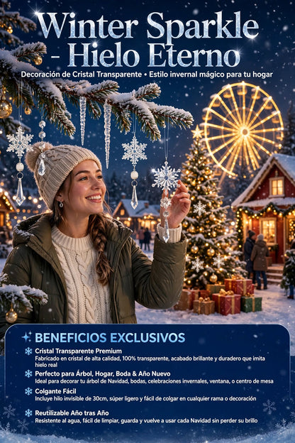 ADORNO COLGANTE DE COPOS DE NIEVE EN CRISTAL TRANSPARENTE PARA DECORAR EL ÁRBOL DE NAVIDAD