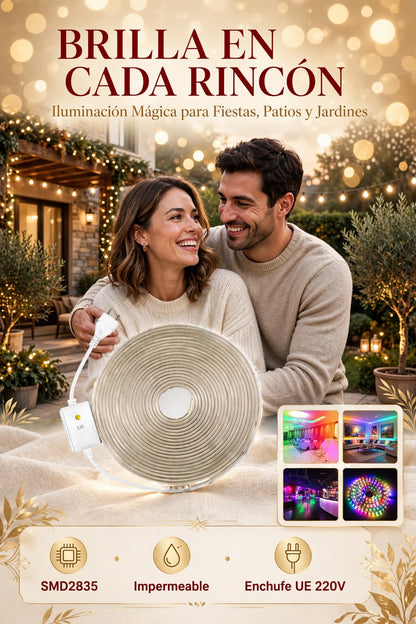 TIRA DE LUCES LED MULTICOLOR IMPERMEABLE SMD2835 DE 6 COLORES PARA JARDÍN, FIESTAS Y DECORACIÓN DEL HOGAR