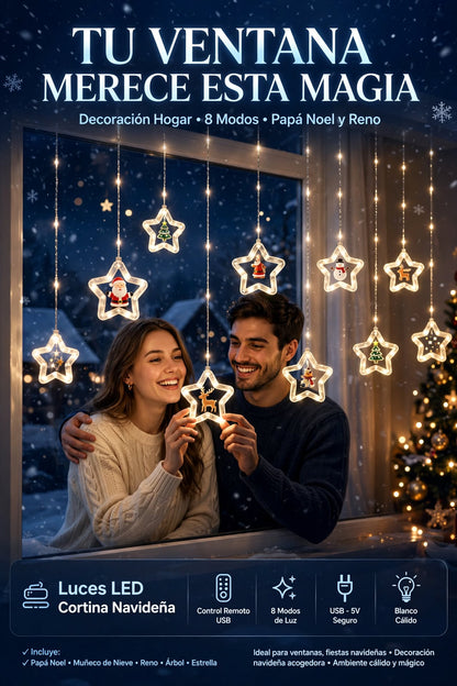 LUCES DECORATIVAS LED DE NAVIDAD EN FORMA DE ESTRELLA PARA ÁRBOL, ALIMENTACIÓN USB Y DECORACIÓN DEL HOGAR