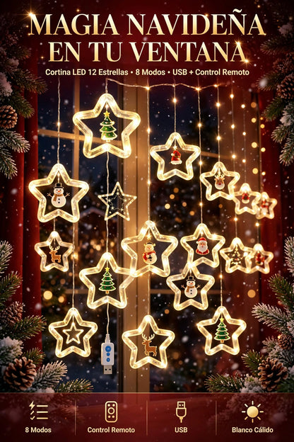 LUCES DECORATIVAS LED DE NAVIDAD EN FORMA DE ESTRELLA PARA ÁRBOL, ALIMENTACIÓN USB Y DECORACIÓN DEL HOGAR
