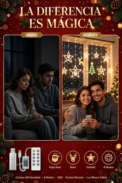 LUCES DECORATIVAS LED DE NAVIDAD EN FORMA DE ESTRELLA PARA ÁRBOL, ALIMENTACIÓN USB Y DECORACIÓN DEL HOGAR