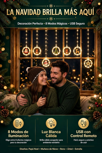LUCES LED DE CORTINA NAVIDEÑAS QUE TRANSFORMA TUS ESPACIOS CON LUCES NAVIDEÑAS CON USB Y CONTROL REMOTO INALÁMBRICO