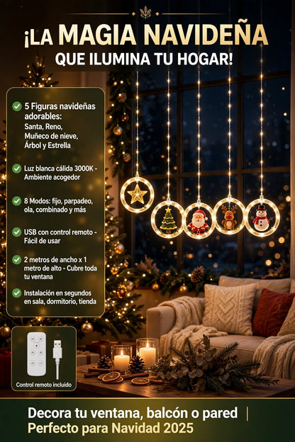 LUCES LED DE CORTINA NAVIDEÑAS QUE TRANSFORMA TUS ESPACIOS CON LUCES NAVIDEÑAS CON USB Y CONTROL REMOTO INALÁMBRICO