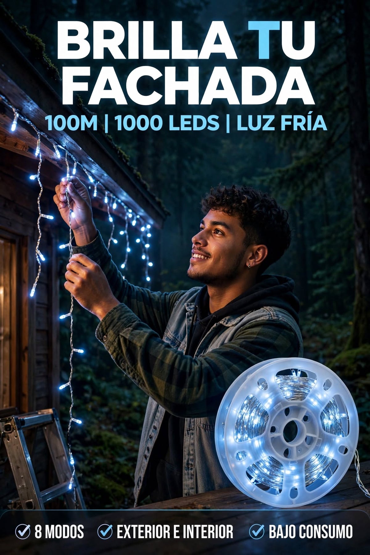 LUCES LINEALES LED DE 100 METROS CON 1000 LED PARA DECORACIÓN INTERIOR Y EXTERIOR