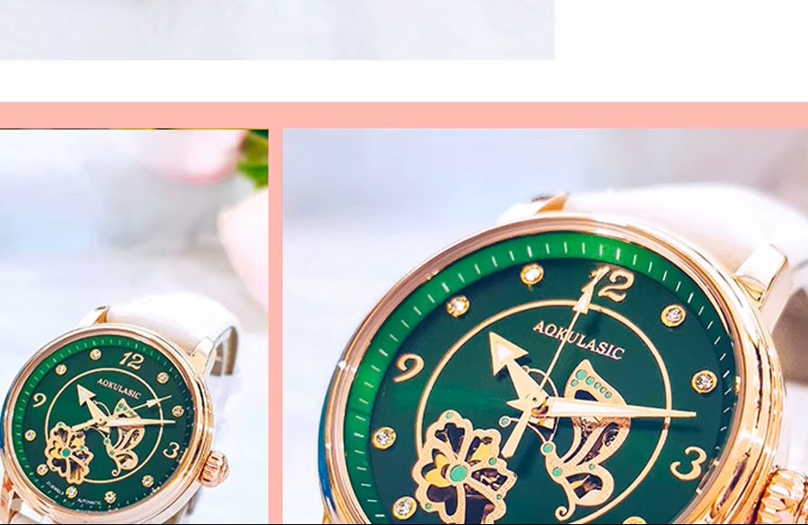 RELOJ AUTOMATICO- CON DISEÑO DE MARIPOSA Y FLOR