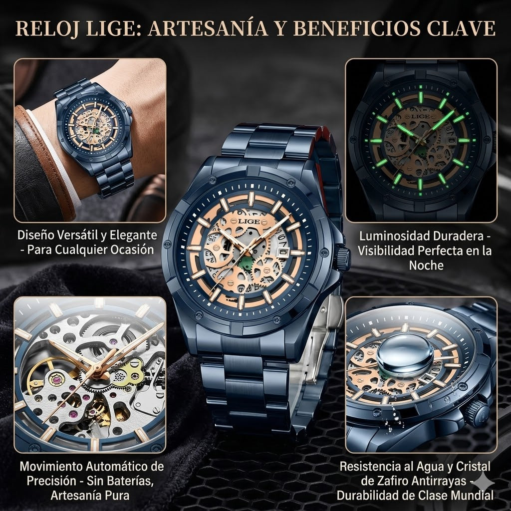 RELOJ AUTOMATICO DISEÑO ESQUELETO - HECHO DE MATERIAL DE LARGA RESISTENCIA