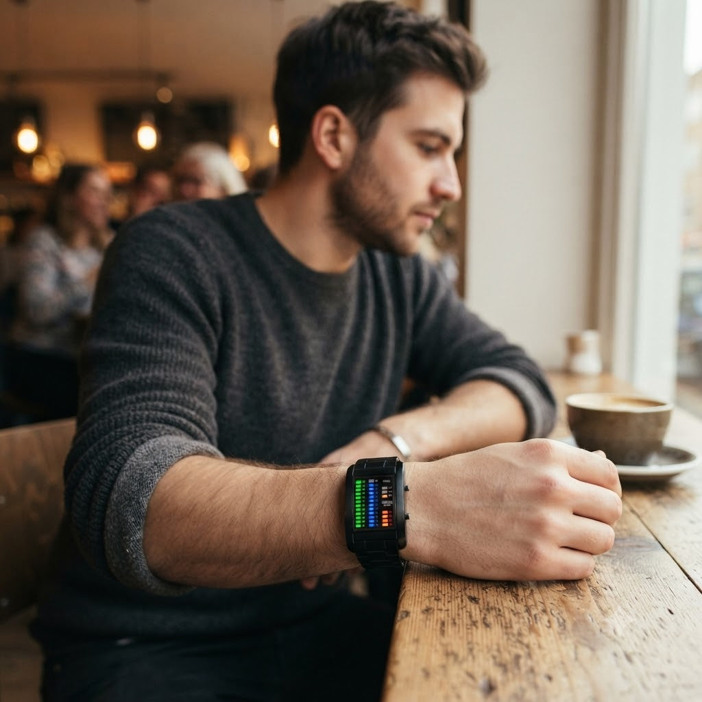 RELOJ BINARIO-DISEÑO FUTURISTA CON PANTALLA LED DE COLORES QUE ROBA MIRADAS