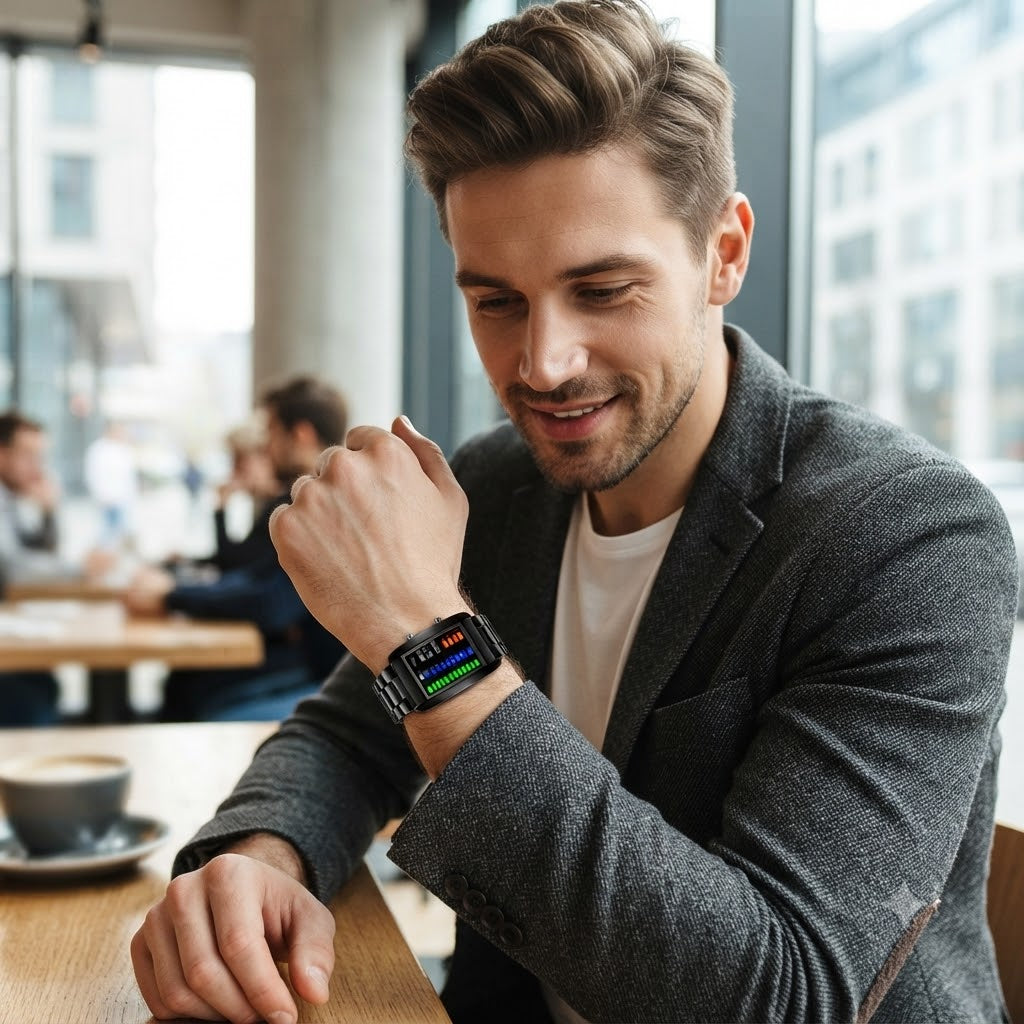 RELOJ BINARIO-DISEÑO FUTURISTA CON PANTALLA LED DE COLORES QUE ROBA MIRADAS