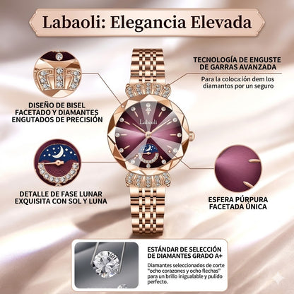 RELOJ COLOR RUBI CON DIAMANTES INCRUSTADOS - REALZA TU BELLEZA