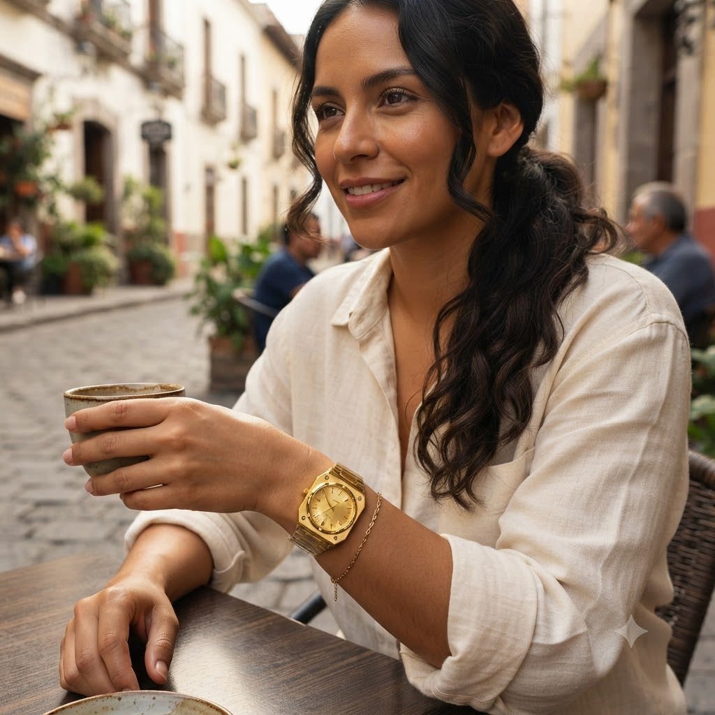 RELOJ DORADO ELEGANTE-PRECISION Y DISTINCION EN TU MUÑECA