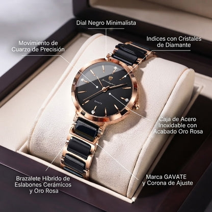 RELOJ NEGRO DE LUJO-DISEÑO PREMIUM CON UN ACABADO ELEGANTE Y ATEMPORAL