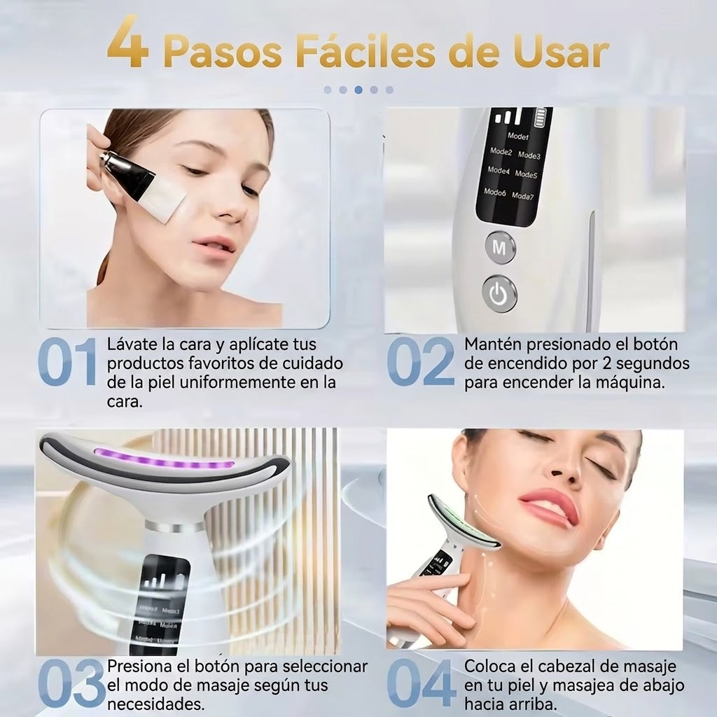MASAJEADOR DE CUELLO Y CARA LED-TERAPIA DOMESTICA EN POCOS MINUTOS