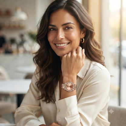 RELOJ ORO ROSE-BRILLA CON UN DISEÑO EXCLUSIVO DE ROBA MIRADAS