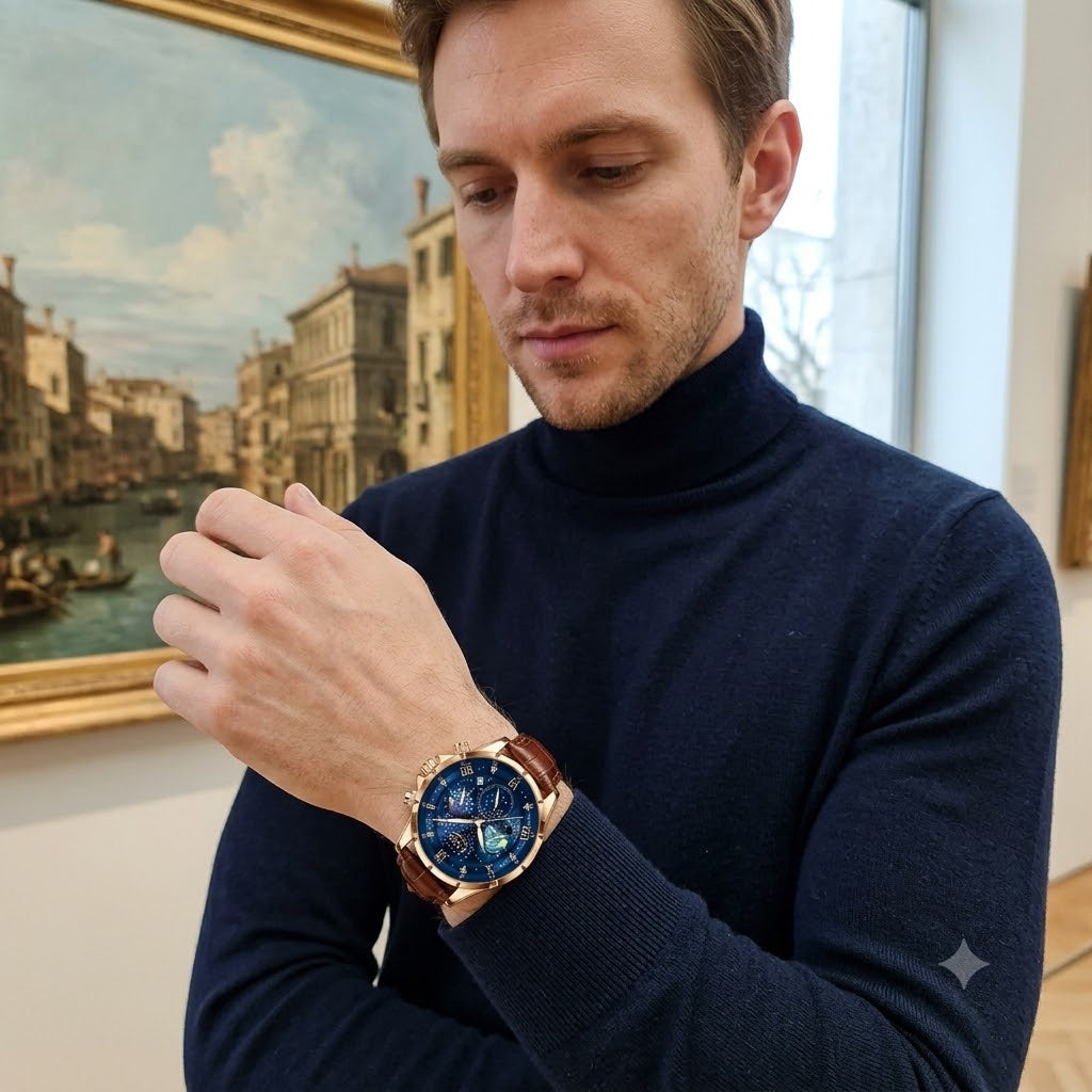 RELOJ ESTRELLADO-UN DISEÑO INSPIRADO EN EL UNIVERSO PARA HOMBRES CON ESTILO