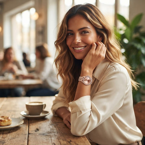 RELOJ ORO ROSE-BRILLA CON UN DISEÑO EXCLUSIVO DE ROBA MIRADAS