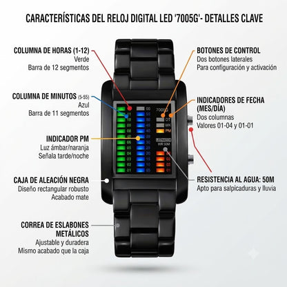 RELOJ BINARIO-DISEÑO FUTURISTA CON PANTALLA LED DE COLORES QUE ROBA MIRADAS