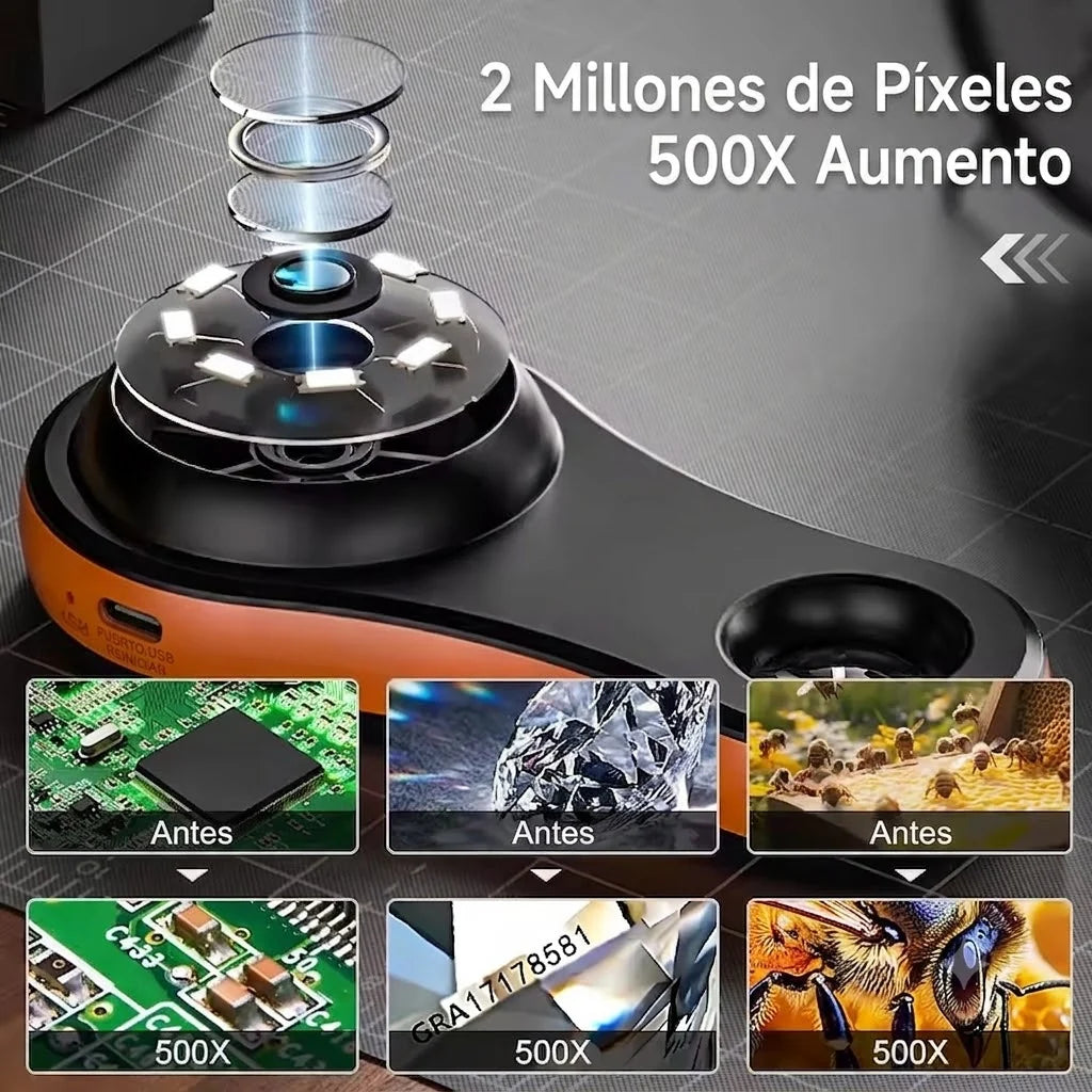 MICROSCOPIO PORTATIL-IPS DE 2,0 PULGADAS HD 1080P 500X TIK