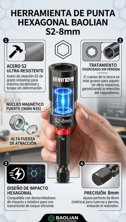 JUEGO DE ( 6 VASOS ) EXAGONALES MAGNETICOS APTOS PARA TALADROS
