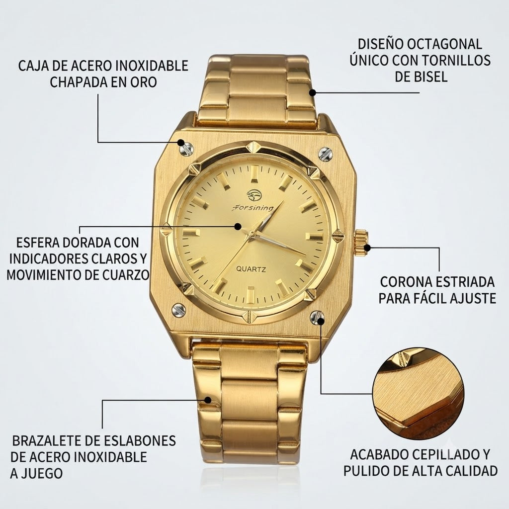 RELOJ DORADO ELEGANTE-PRECISION Y DISTINCION EN TU MUÑECA