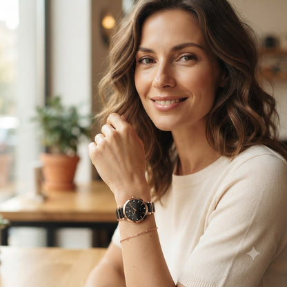 RELOJ NEGRO DE LUJO-DISEÑO PREMIUM CON UN ACABADO ELEGANTE Y ATEMPORAL