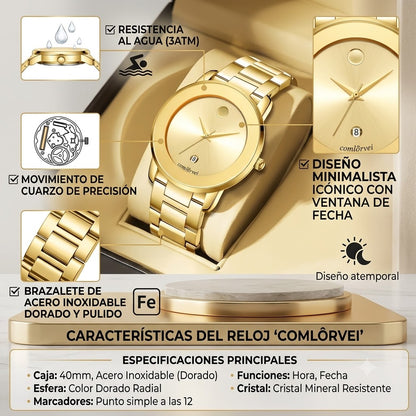 RELOJ DORADO MINIMALISTA-ELEGANCIA ATEMPORAL CON UN ACABADO PREMIUN