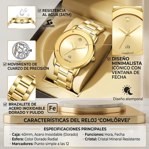 RELOJ DORADO MINIMALISTA-ELEGANCIA ATEMPORAL CON UN ACABADO PREMIUN