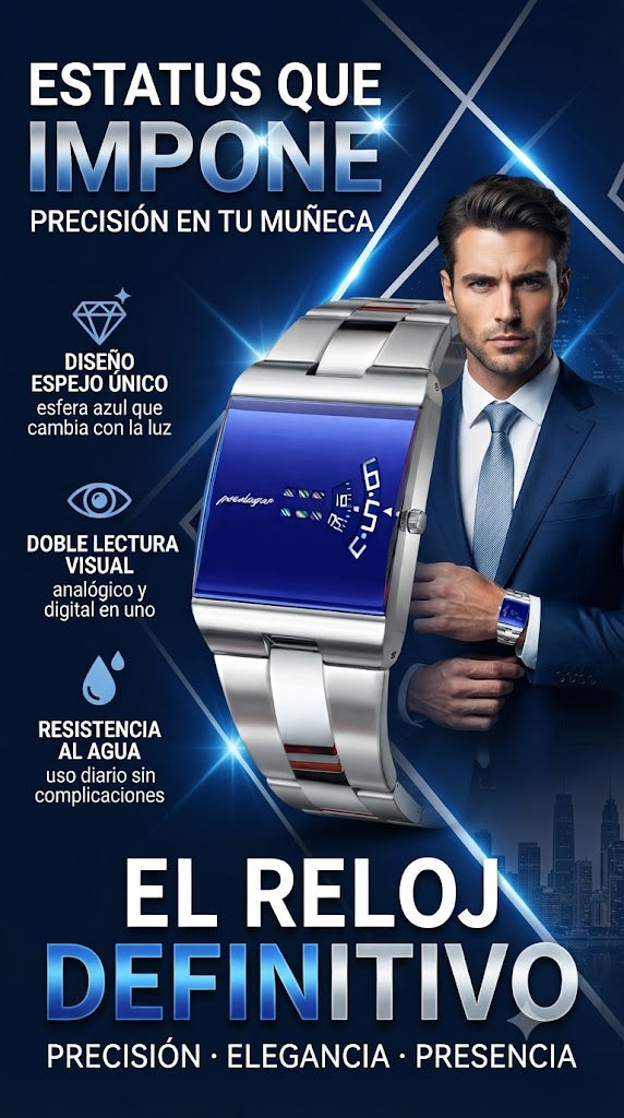 RELOJ CON DISEÑO EXCLUSIVO - MATERIALES FINOS Y RESISTENTES AL AGUA LA